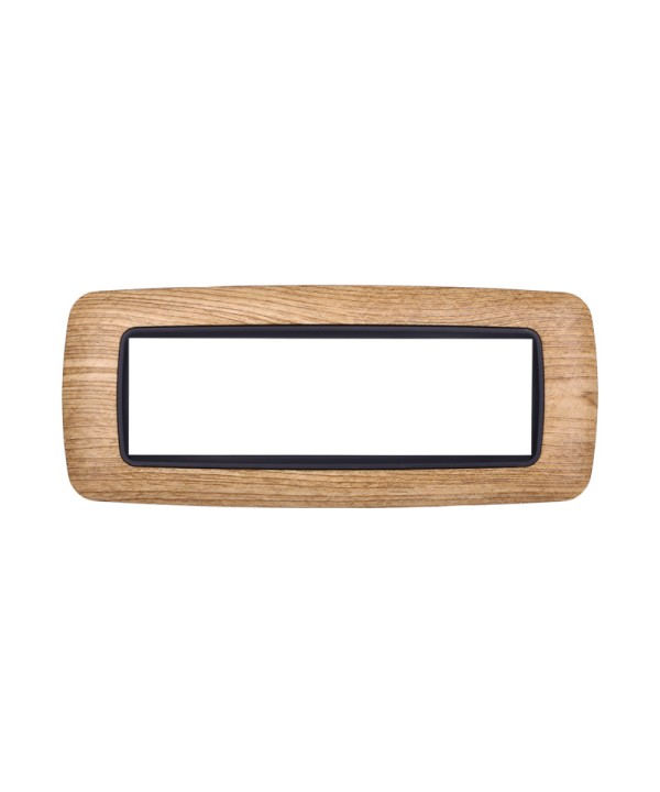 ETTROIT Placca Plastica Bombata Serie Space 7P Colore Legno Scuro Compatibile Con Bticino Living Light