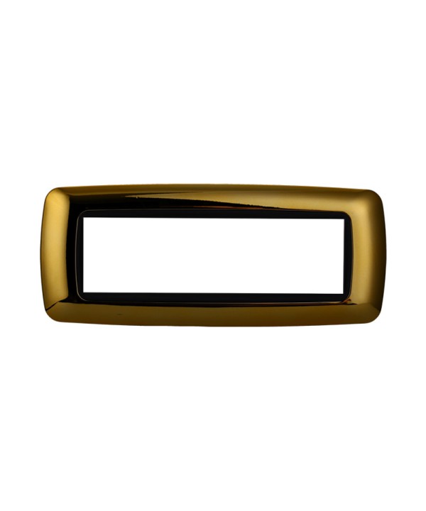 ETTROIT Placca Plastica Bombata Serie Space 7P Colore Oro Lucido Compatibile Con Bticino Living Light