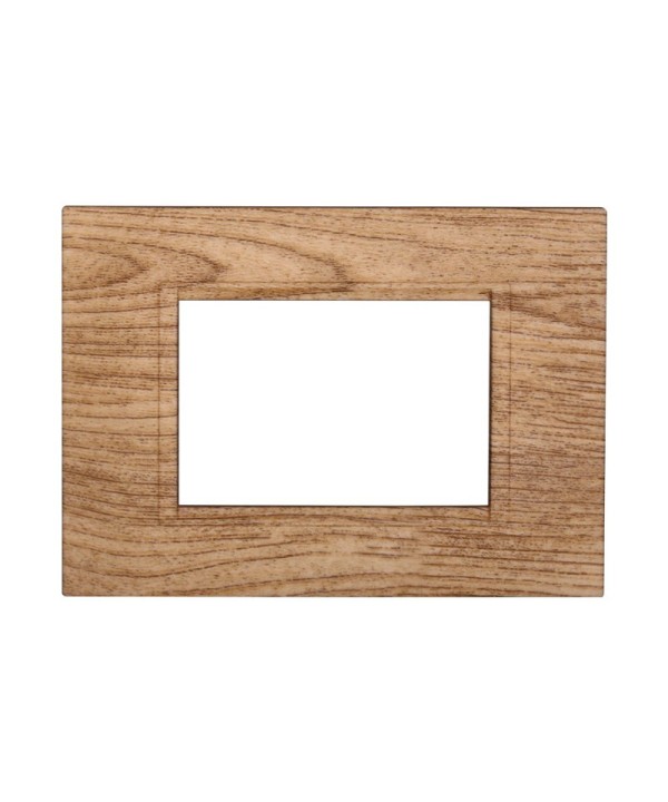 ETTROIT Placca Plastica Quadrata Serie Space 3P Colore Legno Scuro Compatibile Con Bticino Living Light