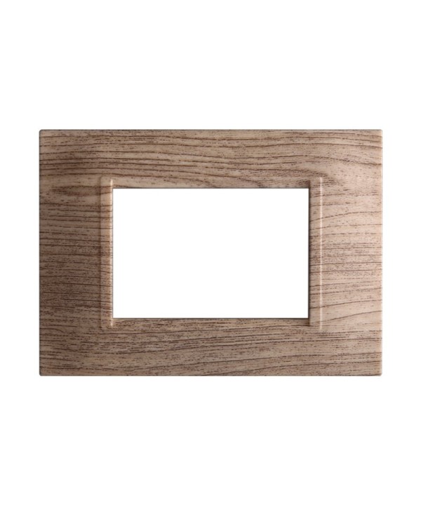 ETTROIT Placca Plastica Quadrata Serie Space 3P Colore Legno Chiaro Compatibile Con Bticino Living Light