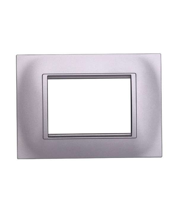 ETTROIT Placca Plastica Quadrata Serie Space 3P Colore Silver Compatibile Con Bticino Living Light