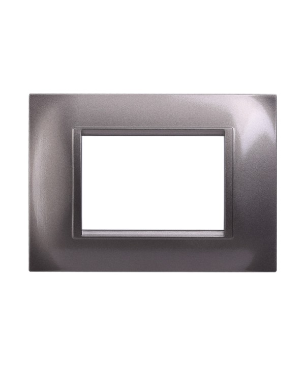 ETTROIT Placca Plastica Quadrata Serie Space 3P Colore Titanio Compatibile Con Bticino Living Light