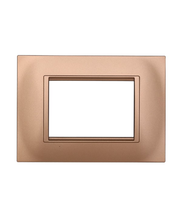 ETTROIT Placca Plastica Quadrata Serie Space 3P Colore Oro Compatibile Con Bticino Living Light