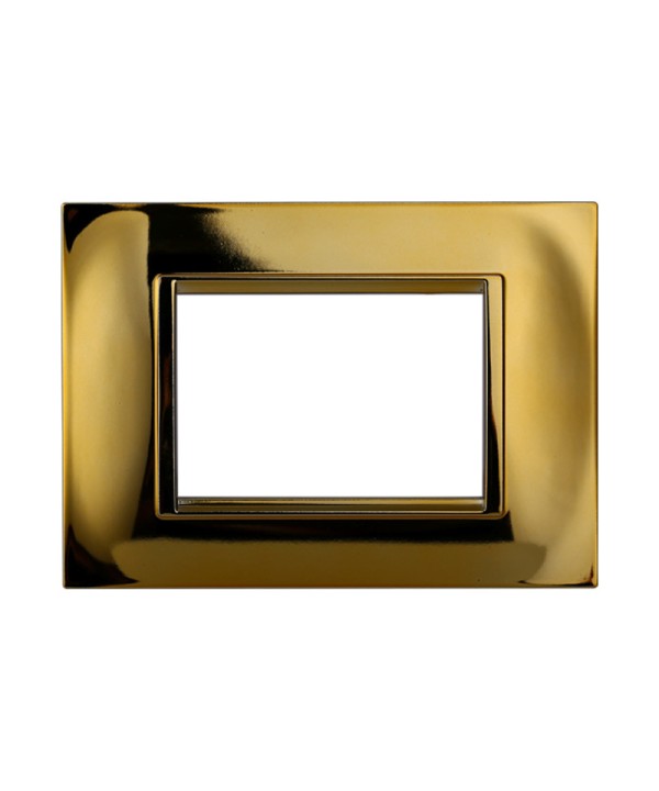 ETTROIT Placca Plastica Quadrata Serie Space 3P Colore Oro Lucido Compatibile Con Bticino Living Light