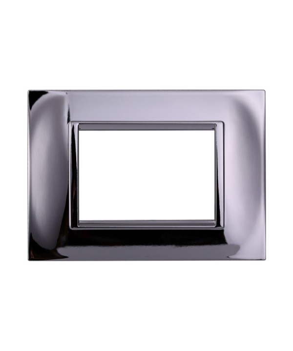 ETTROIT Placca Plastica Quadrata Serie Space 3P Colore Cromato Lucido Compatibile Con Bticino Living Light