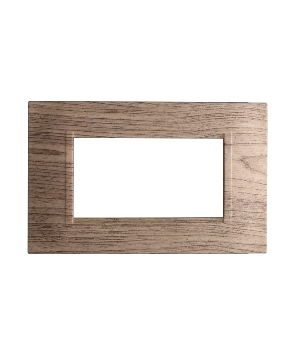 ETTROIT Placca Plastica Quadrata Serie Space 4P Colore Legno Scuro Compatibile Con Bticino Living Light