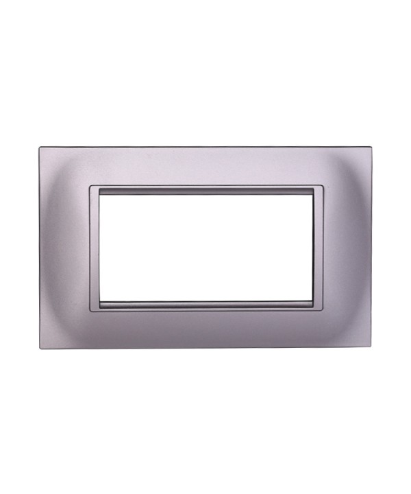 ETTROIT Placca Plastica Quadrata Serie Space 4P Colore Silver Compatibile Con Bticino Living Light