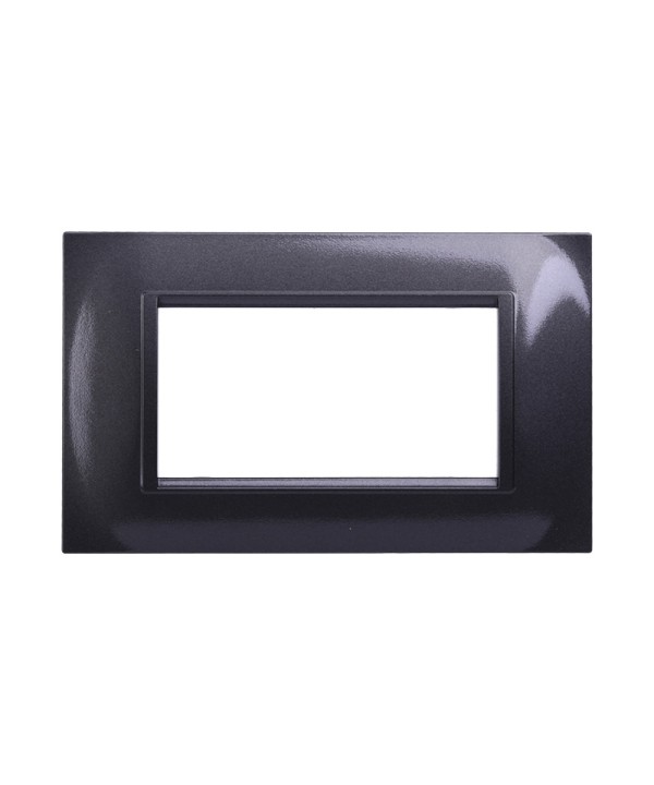 ETTROIT Placca Plastica Quadrata Serie Space 4P Colore Acciaio Scuro Compatibile Con Bticino Living Light
