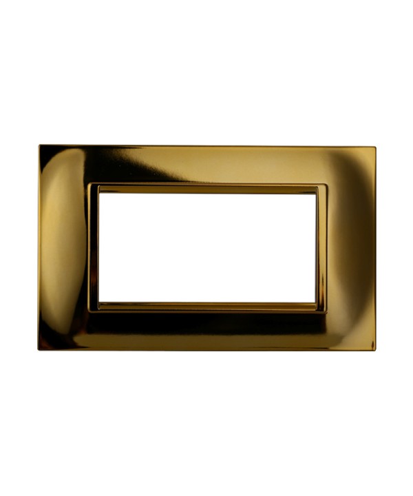 ETTROIT Placca Plastica Quadrata Serie Space 4P Colore Oro Lucido Compatibile Con Bticino Living Light