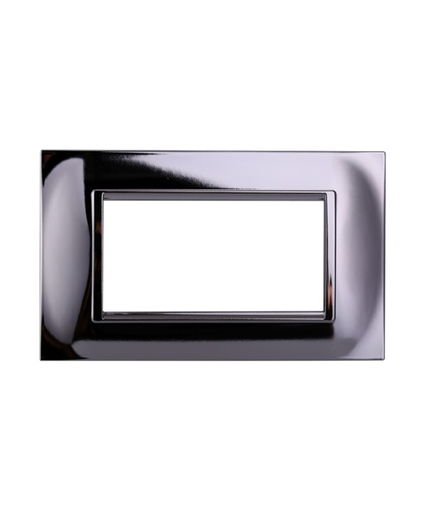 ETTROIT Placca Plastica Quadrata Serie Space 4P Colore Cromato Lucido Compatibile Con Bticino Living Light