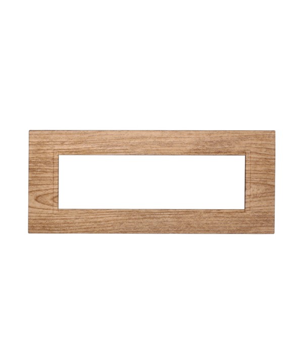 ETTROIT Placca Plastica Quadrata Serie Space 7P Colore Legno Chiaro Compatibile Con Bticino Living Light