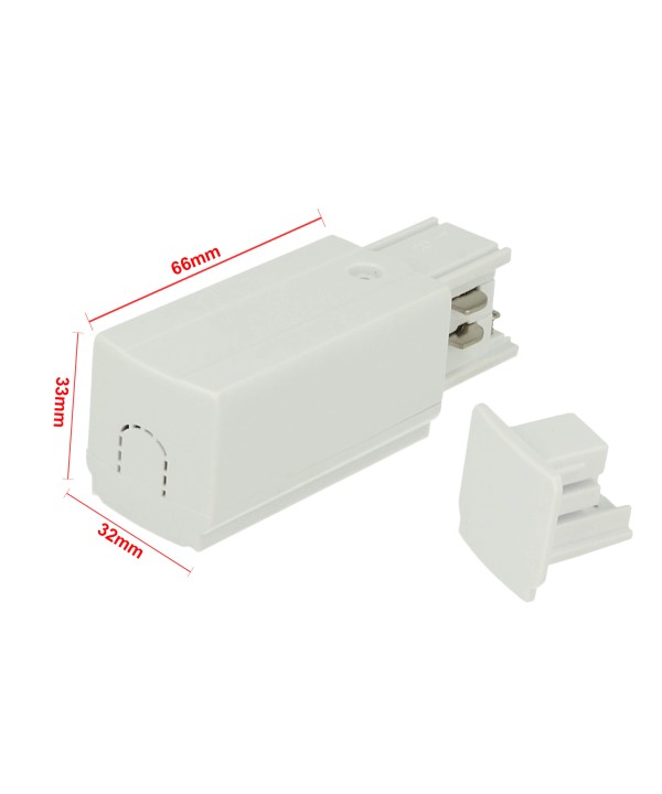 Kit Connettore Alimentazione Destra + Terminale Chiusura Colore Bianco Per Binario Guida Trifase CB40103