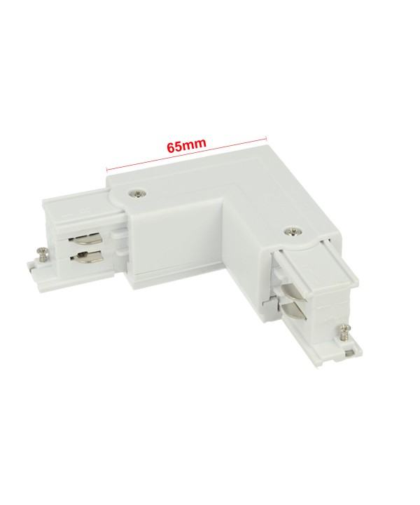 Connettore Giunto Forma L Destro Colore Bianco Per Barra Sistema Binario Trifase CB40103