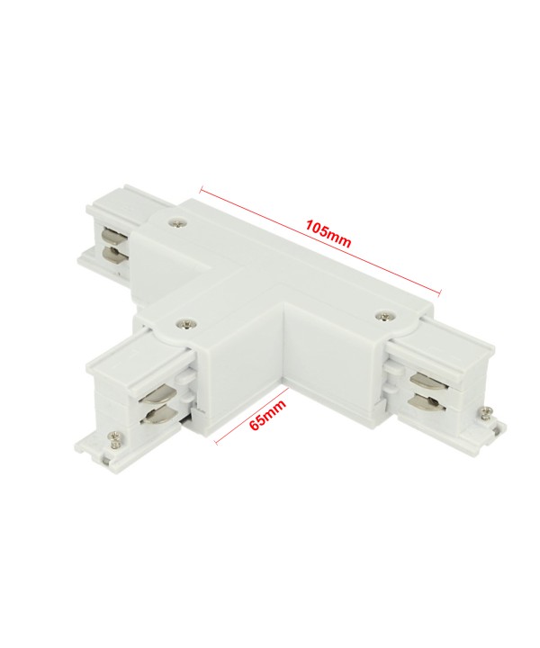 Connettore Giunto Forma T Destro Colore Bianco Per Barra Sistema Binario Trifase CB40103