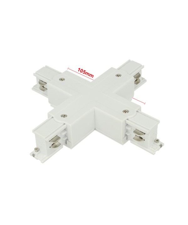 Connettore Giunto Forma X Colore Bianco Per Barra Sistema Binario Trifase CB40103