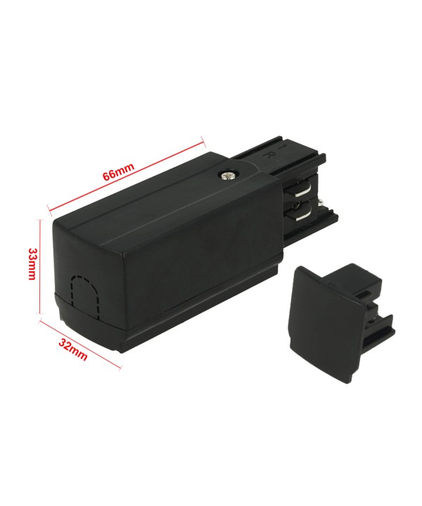 Kit Connettore Alimentazione Destra + Terminale Chiusura Colore Nero Per Binario Guida Trifase CB40203