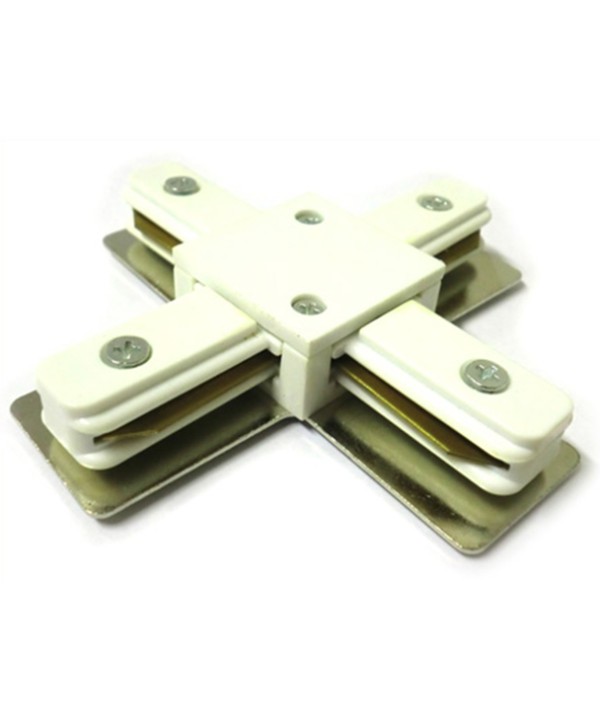 Giunto a X Connettore Per Binario Dei Faretti Led Modello X Colore Bianco Per Mono Fase
