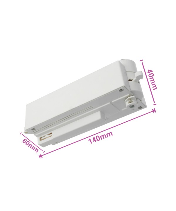 Testa Alimentazione Con Box Led Driver Colore Bianco Per Faro Led Binario Mono Fase CB0070 CB7170 CB7270 CB7370