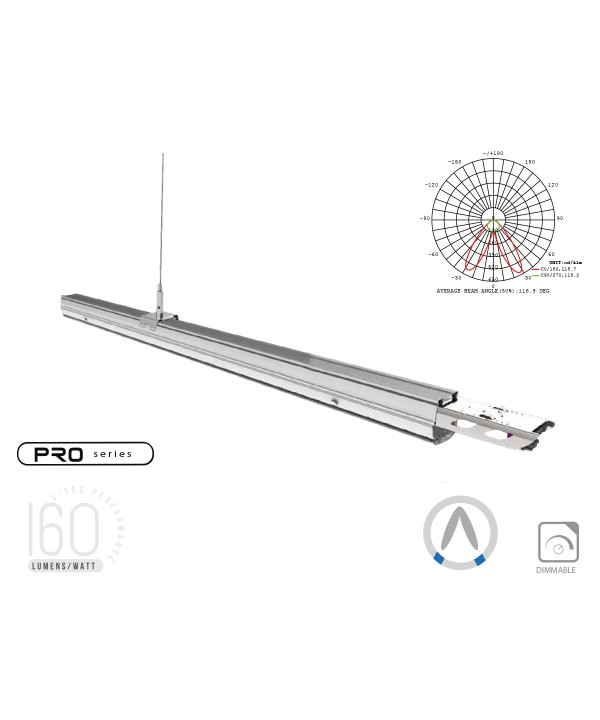 Plafoniera LED Lineare A Sospensione Follow 50W 150cm Doppia Lente Asimmetrica 4000K IP20 Dimmerabile SKU-1365