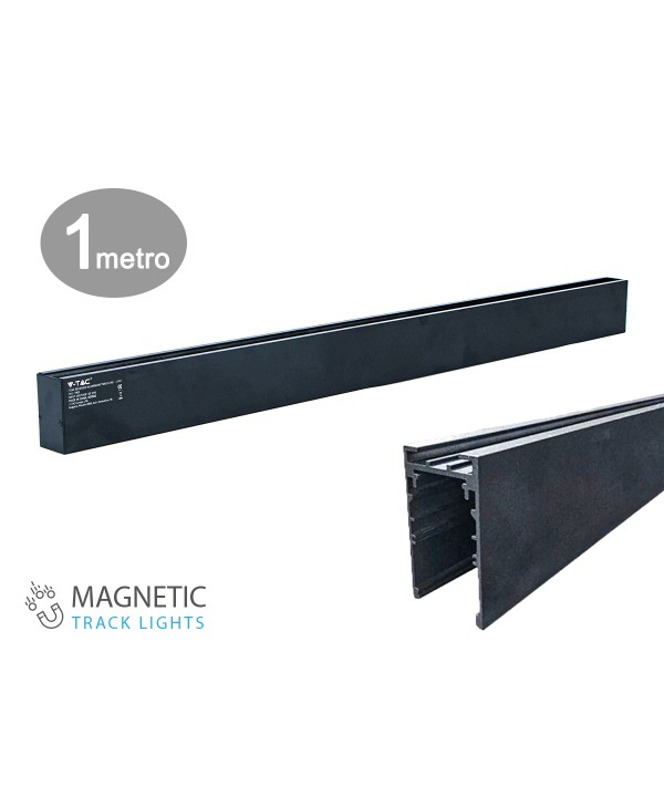 Binario Magnetico Soffitto Per Sistema Illuminazione Binario Magnetico Colore Nero 1 Metro SKU-7951