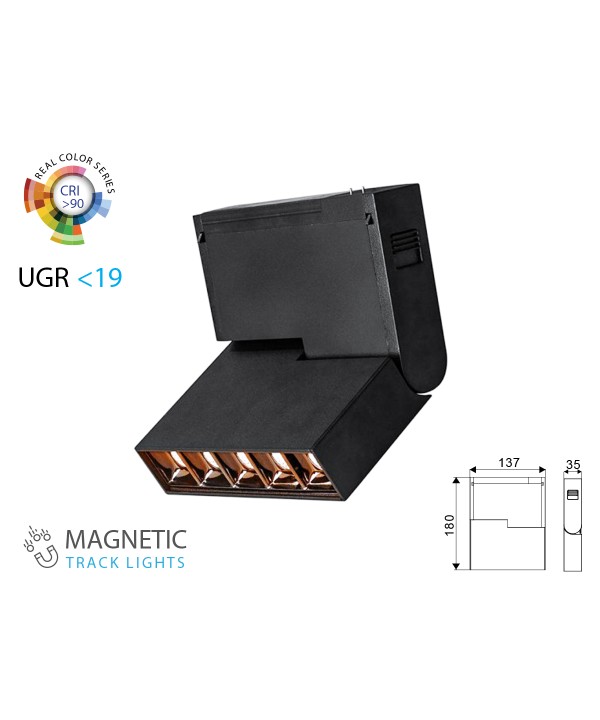 Lampada Led Lineare Regolabile 5X2W 24V Caldo 3000K CRI 90 UGR 19 Per Sistema Binario Magnetico SKU-7962