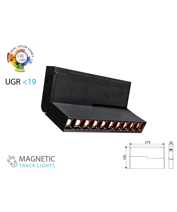 Lampada Led Lineare Regolabile 10X2W 24V Caldo 3000K CRI 90 UGR 19 Per Sistema Binario Magnetico SKU-7964