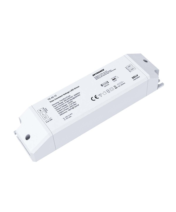 Alimentatore Dimmerabile CV 12V 40W Triac ELV Pulsante N.O. Varialuce Su 220V Per Striscia Led TE-40-12