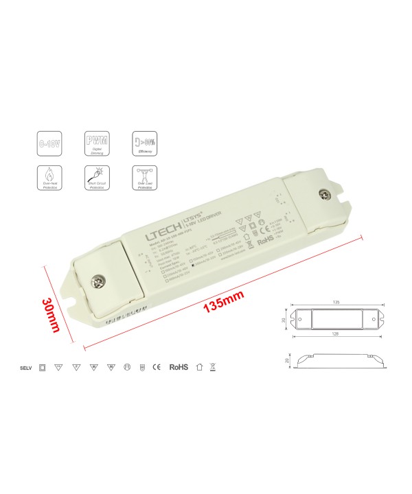 Led Driver CC 300mA DC 10-33V 10W Dimmerabile 0-10V 1-10V PWM