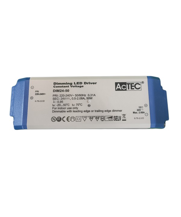 Alimentatore Dimmerabile Con Triac Dimmer Taglio di Fase DC 24V 50W Per Striscia Led 24V DIM24-50