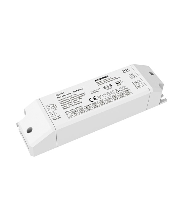Led Driver CC Dimmerabile 15W Triac Dimmer + Pulsante Corrente Costante Selezionabile 150mA 200mA 350mA 400mA 500mA 600mA 650mA 700mA TE-15A