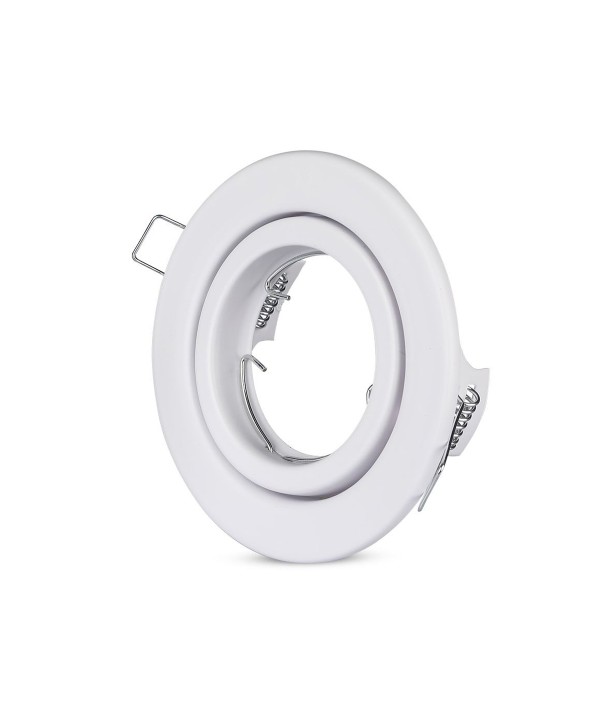 Porta Faretto Led GU10 MR16 Rotondo Con Molla Colore Bianco Orientabile Spotlight Fitting SKU-3469