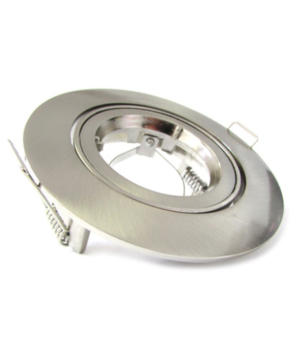 Porta Faretto Led GU10 MR16 Orientabile Rotondo Con Ghiera Satinato
