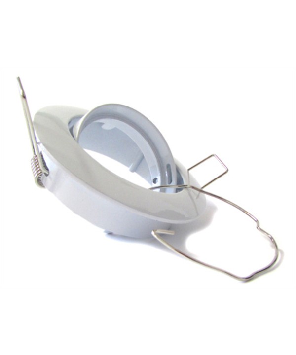Porta Faretto Led GU10 MR16 Orientabile Rotondo Con Molla Bianco