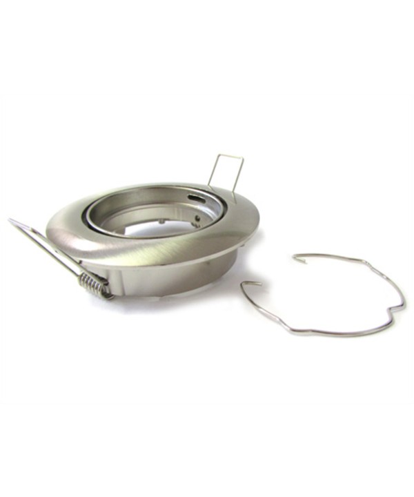 Porta Faretto Led GU10 MR16 Orientabile Rotondo Con Molla Satinato