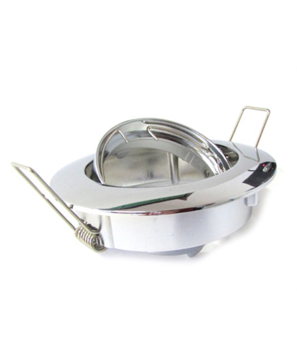 Porta Faretto Led GU10 MR16 Orientabile Rotondo Con Molla Cromato
