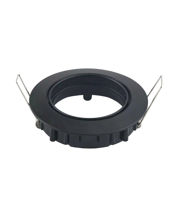 Porta Faretto Led GU10 MR16 Rotondo Con Molla Colore Nero Orientabile Spotlight Fitting SKU-8955