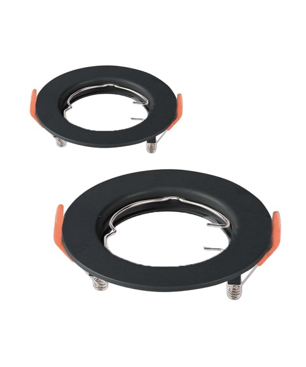 2 PZ Porta Faretti Led GU10 MR16 Rotondo Fisso Con Molla Nero Spotlight Fitting SKU-6641