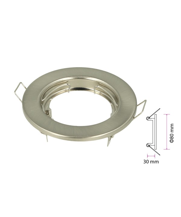 2 PZ Porta Faretti Led GU10 MR16 Rotondo Fisso Con Molla Satinato Spotlight Fitting SKU-3585