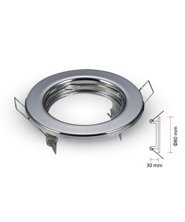 2 PZ Porta Faretti Led GU10 MR16 Rotondo Fisso Con Molla Cromato Spotlight Fitting SKU-3586