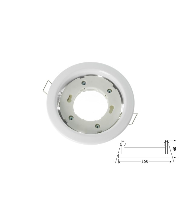 Porta Faretto Led GX53 Rotondo Fisso Carcassa Bianca Spotlight Fitting SKU-3675