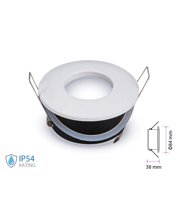 Porta Faretto Led GU10 MR16 Incasso Rotondo Colore Bianco Impermeabile IP54 SKU-3613