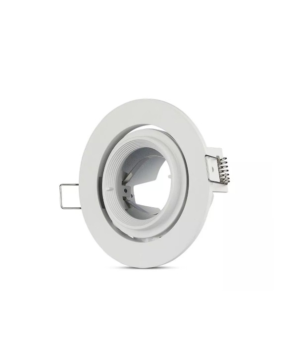 Porta Faretto Led GU10 MR16 Da Incasso Colore Bianco Orientabile 90 Gradi Rotondo Con Ghiera SKU-3689