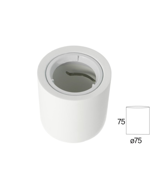 Portafaretto Da Soffitto Rotondo In Gesso Verniciabile Per Lampade GU10 Con Anello In Alluminio Bianco SKU-3667