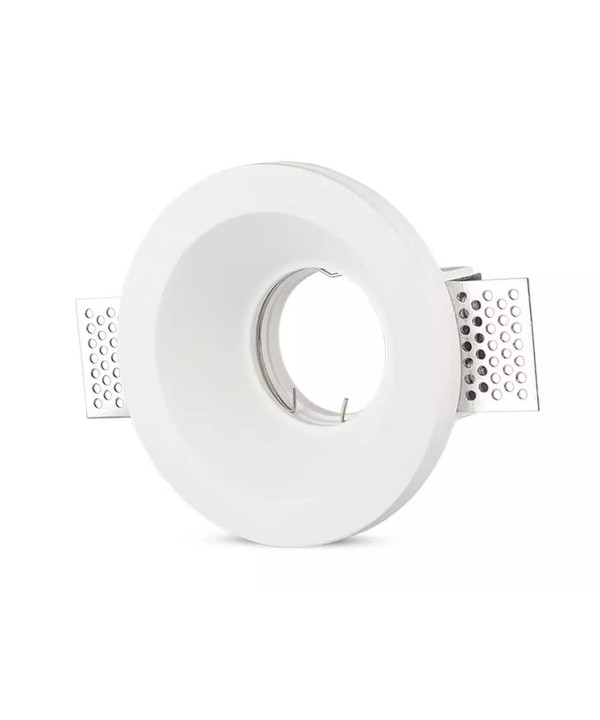 Portafaretto Lampada Led GU10 Da Incasso A Scomparsa Corpo Rotondo Diametro 120mm In Gesso Bianco Verniciabile SKU-3640