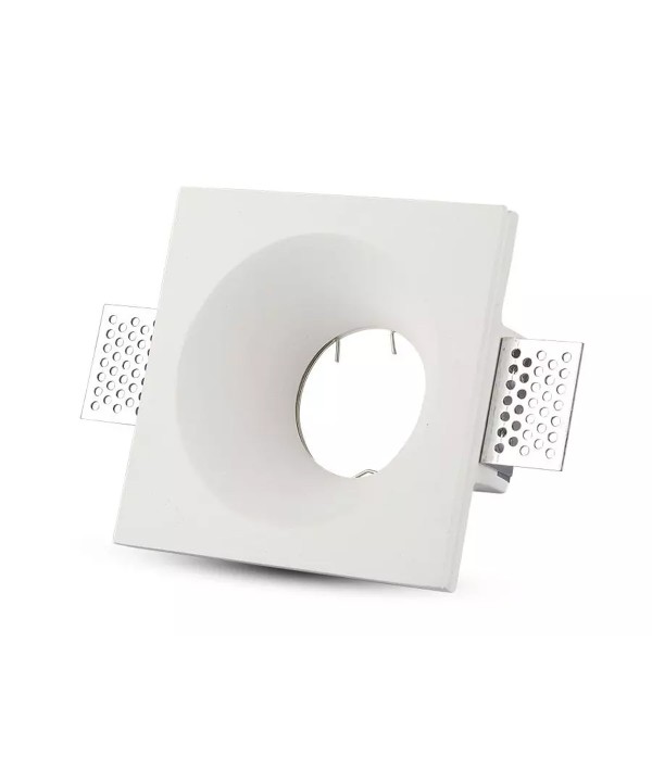Portafaretto Lampada Led GU10 Da Incasso A Scomparsa Corpo Quadrato 120X120mm In Gesso Bianco Verniciabile SKU-3641