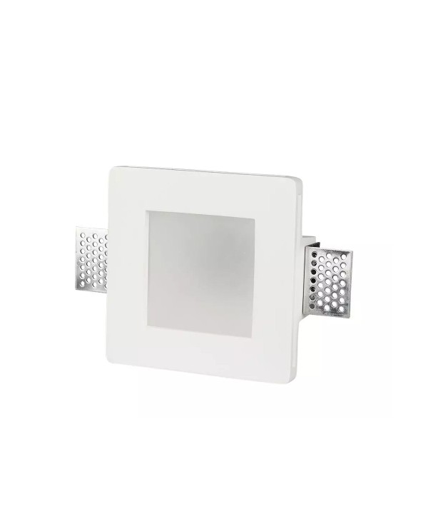 Portafaretto Da Incasso A Scomparsa Corpo Quadrato In Gesso Vetro Satinata Portalampada GU10 Incluso SKU-3691