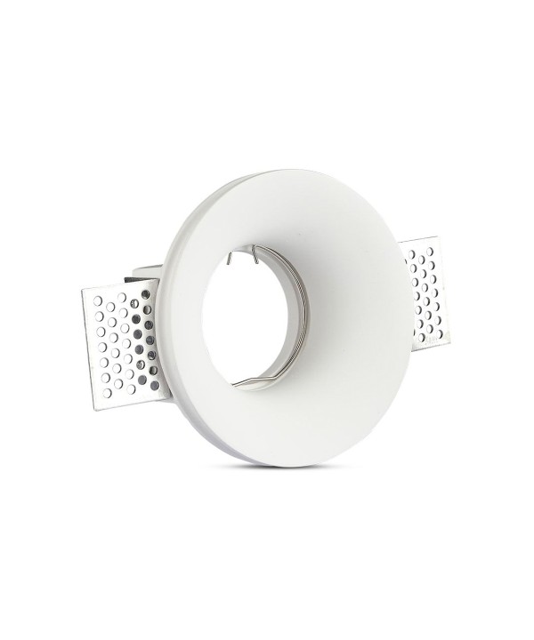 Portafaretto Lampada Led GU10 Da Incasso A Scomparsa Corpo Tondo Diametro 100mm In Gesso Bianco Verniciabile SKU-3697