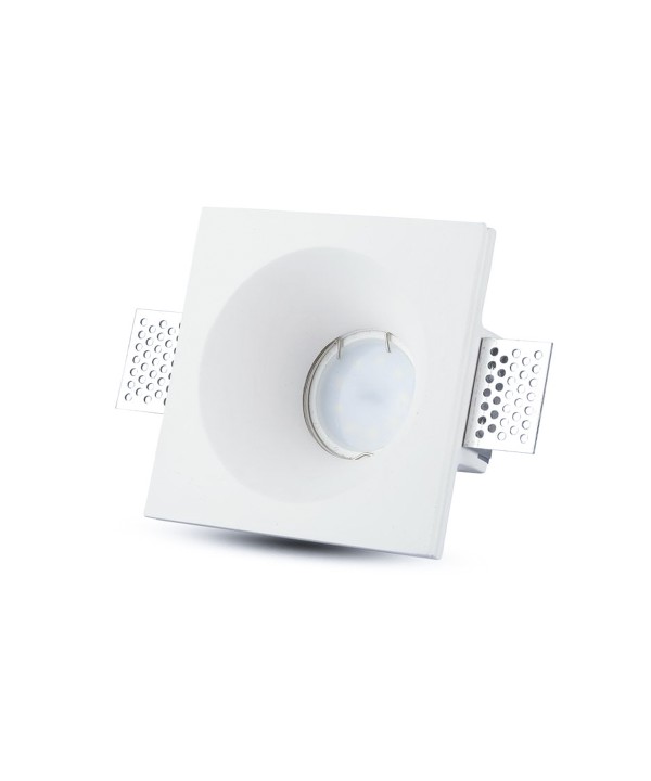 Portafaretto Lampada Led GU10 Da Incasso A Scomparsa Corpo Quadrato 100X100mm In Gesso Bianco Verniciabile SKU-3696