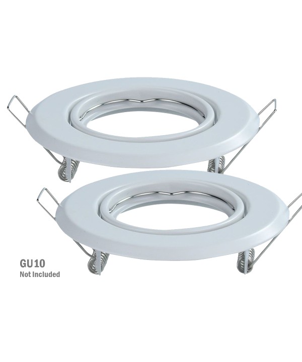 2 PZ Porta Faretti Led GU10 MR16 Rotondo Orientabile Con Molla Colore Bianco SKU-8938