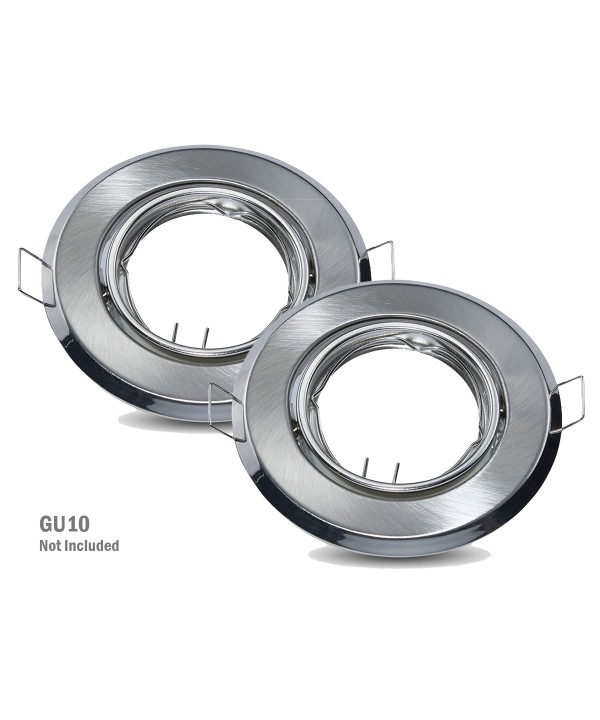 2 PZ Porta Faretti Led GU10 MR16 Rotondo Orientabile Con Molla Colore Nichel Satinato SKU-8939